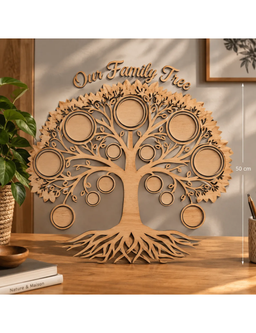 Découpe laser arbre de vie en bois