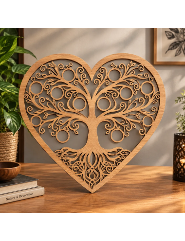 Découpe laser arbre de vie en bois