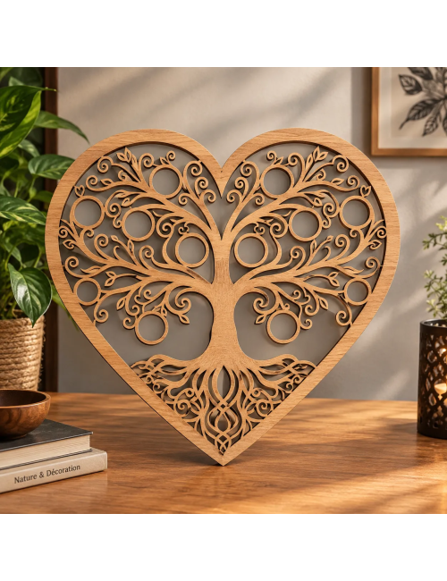Découpe laser arbre de vie en bois