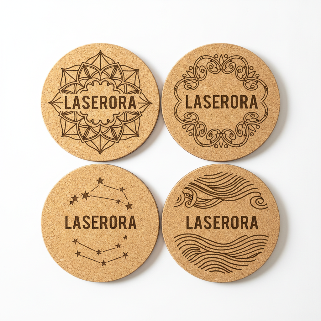 Dessous de verre en liège avec gravure laser LASERORA