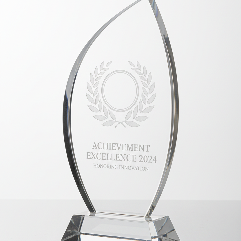 Trophée acrylique transparent gravure laser